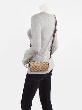 Gucci Beige/Ebony GG Canvas/Leather Cylinder Mini Crossbody Bags